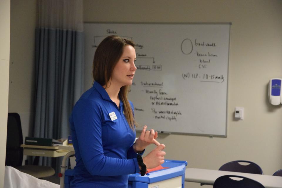 Holly Owen, a NCMC nursing and clinical faculty member, speaks about the hands-on opportunities for nursing students on Jan. 30, 2024.