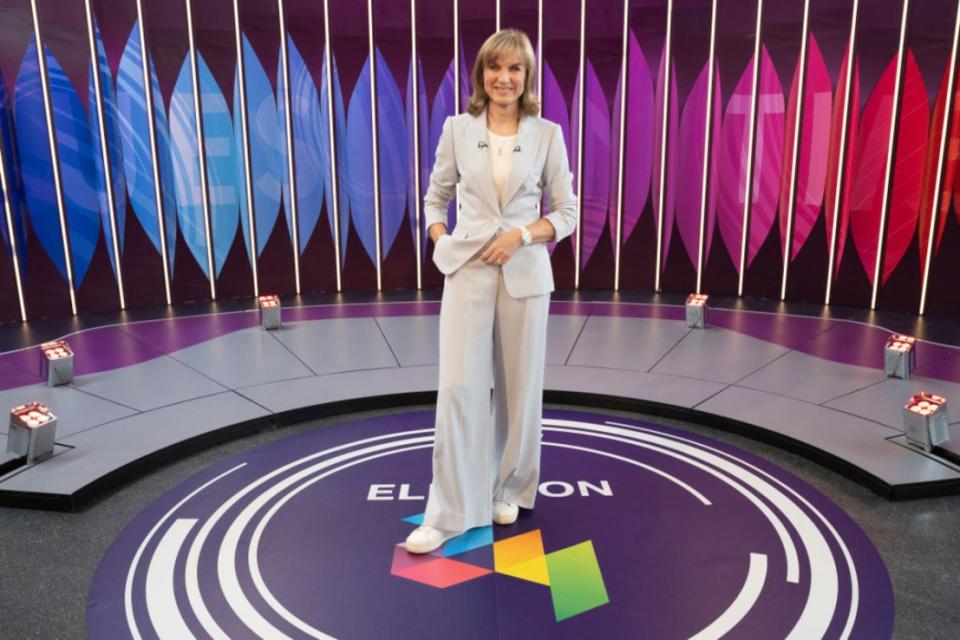 BBC Question Time presenter Fiona Bruce on the set of the four party leadership election special on June 20, 2024 in York. (Photo by Stefan Rousseau - WPA Pool/Getty Images)