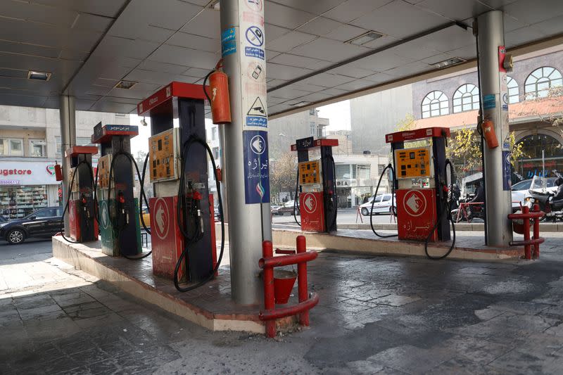 A general view of a gas station during a gas station disruption in Tehran
