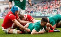 Rugby Union - Ireland v Wales - RBS Six Nations Championship 2016 - Aviva Stadium, Dublin, Republic of Ireland - 7/2/16 Conor Murray scores the first try for Ireland Reuters / Eddie Keogh Livepic