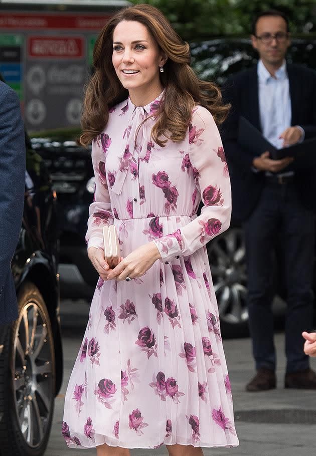 Kate Middleton dazzles in Kate Spade dress. Source: Getty