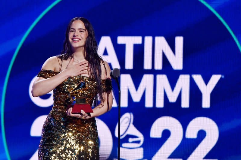 Rosalía attends the Latin Grammy Awards in 2022. File Photo by Jim Ruymen/UPI