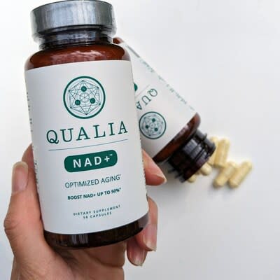 Qualia NAD+ is the only supplement that provides all three NAD+ precursors (Niacin, Niacinamide, and Nicotinamide riboside or NR (patented as Niagen®)
along with eleven other ingredients shown to support additional aspects of NAD+ production to promote healthy aging.*