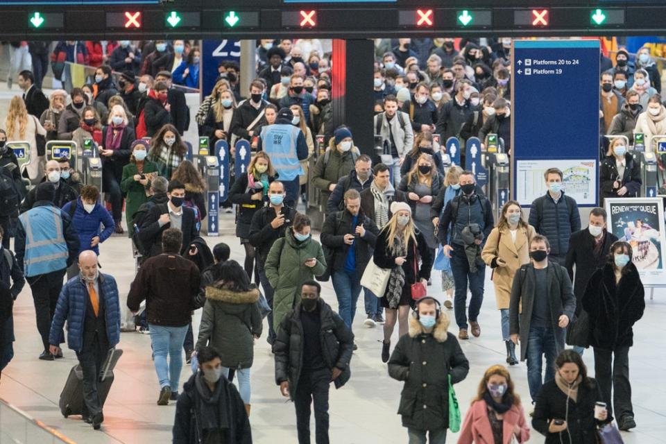 Commuters at Waterloo station, in London (Dominic Lipinski/PA) (PA Wire)