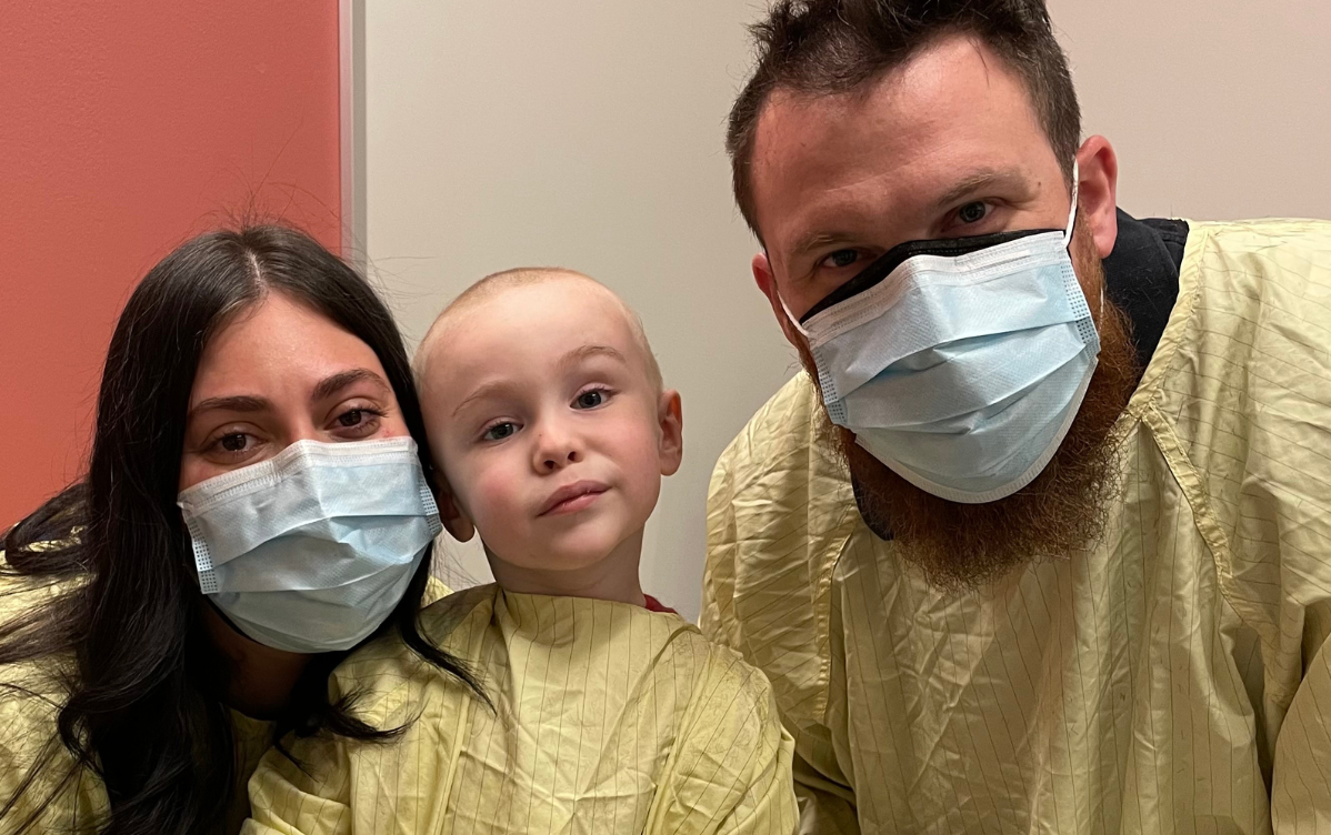 Sarah DeMelo and her husband Brad Kearns are seen with their son Benjamin who was diagnosed with cancer last year. (Submitted by Sarah DeMelo)