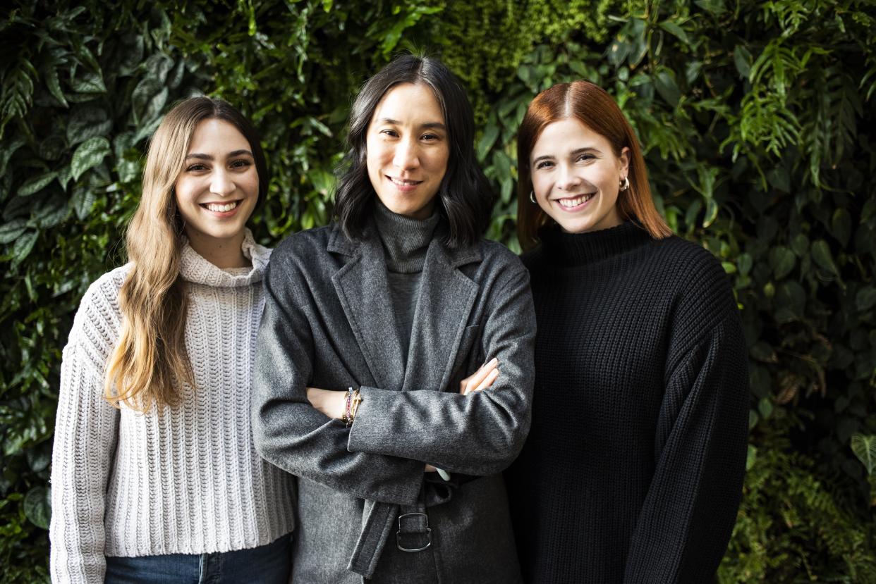 Eva Chen, middle, head of fashion partnerships at Instagram, with Emilie Fife, left, and Kristie Dash, right. Fife works with emerging designers on the platform while Dash focuses on beauty and lifestyle. (Photo: Damon Dahlen/HuffPost)