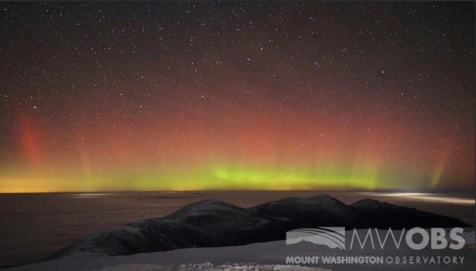 The Northern Lights, seen from the top of Mount Washington on Nov. 13, 2023.
