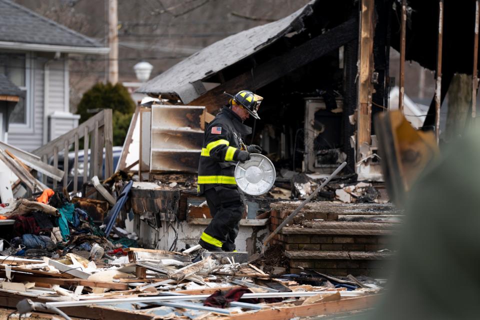 Aftermath of a house explosion on Ramapo Avenue in Pompton Lakes on Saturday, January 14, 2023. 