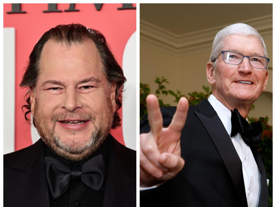 Marc Benioff and Tim Cook