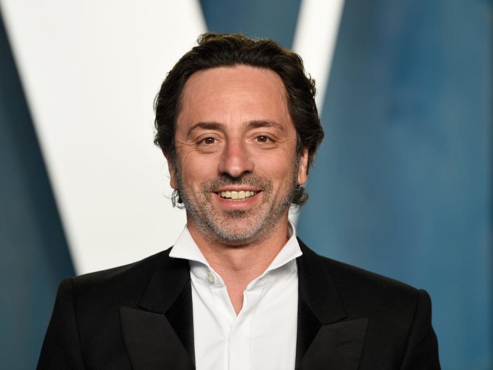 Google cofounder Sergey Brin wearing a tuxedo at an Oscars party in 2022