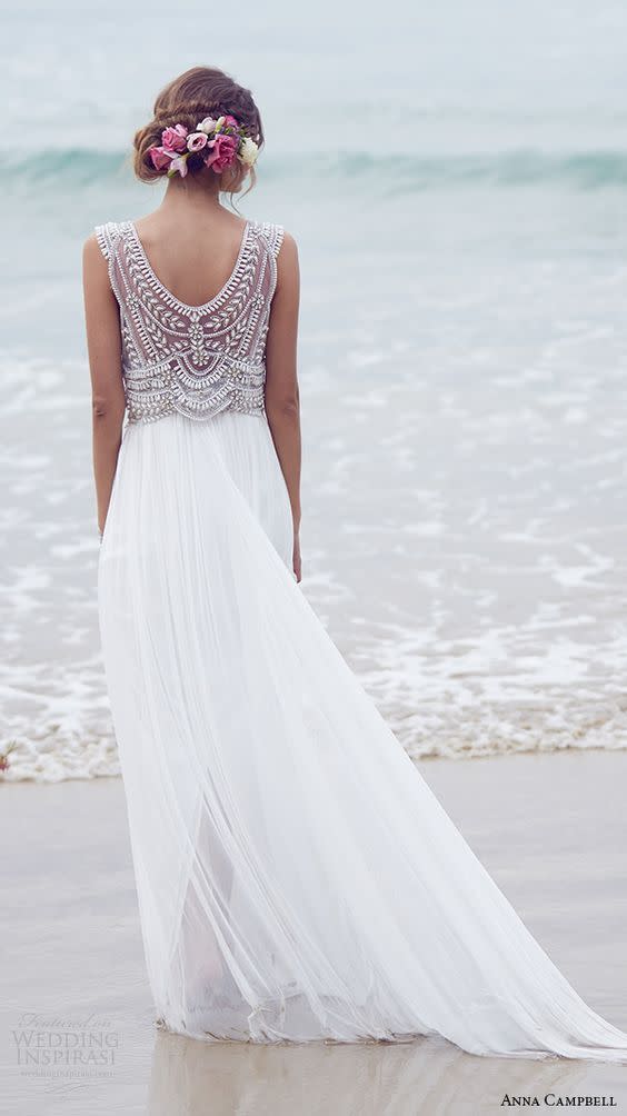 The extended beading down the back of this gown is all kinds of glamourous.