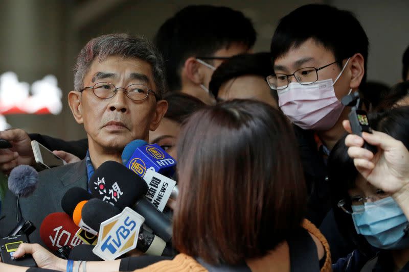 Lam Wing-Kee talks to the media at the opening day of his bookstore “Causeway Bay books” in Taipei