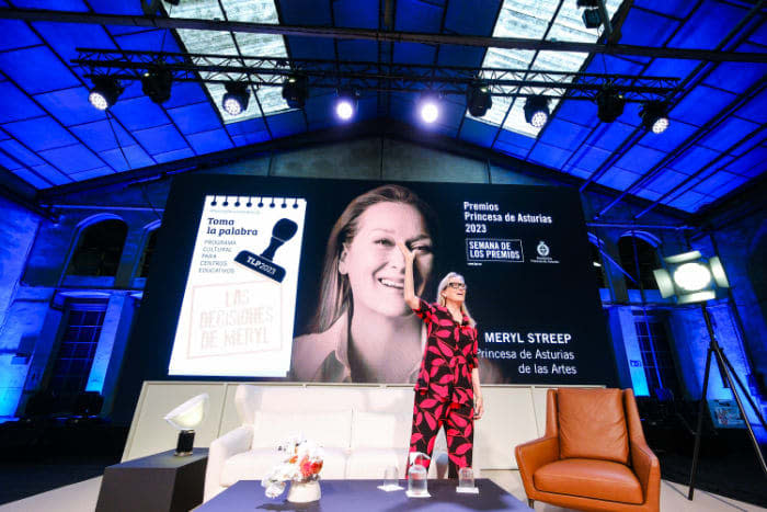 Meryl Streep en un acto con jóvenes en Oviedo