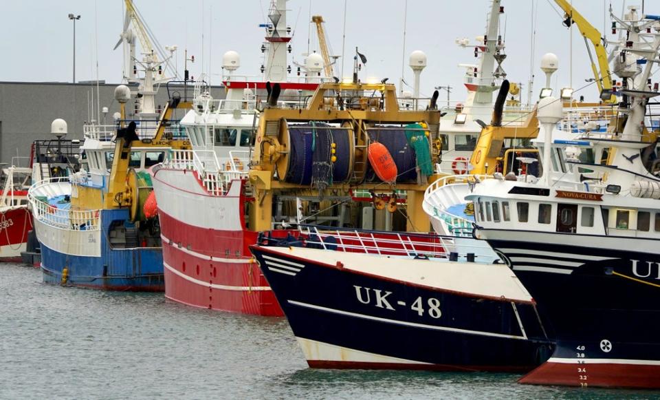 Fishing boats moored in Boulogne (Gareth Fuller/PA) (PA Wire)