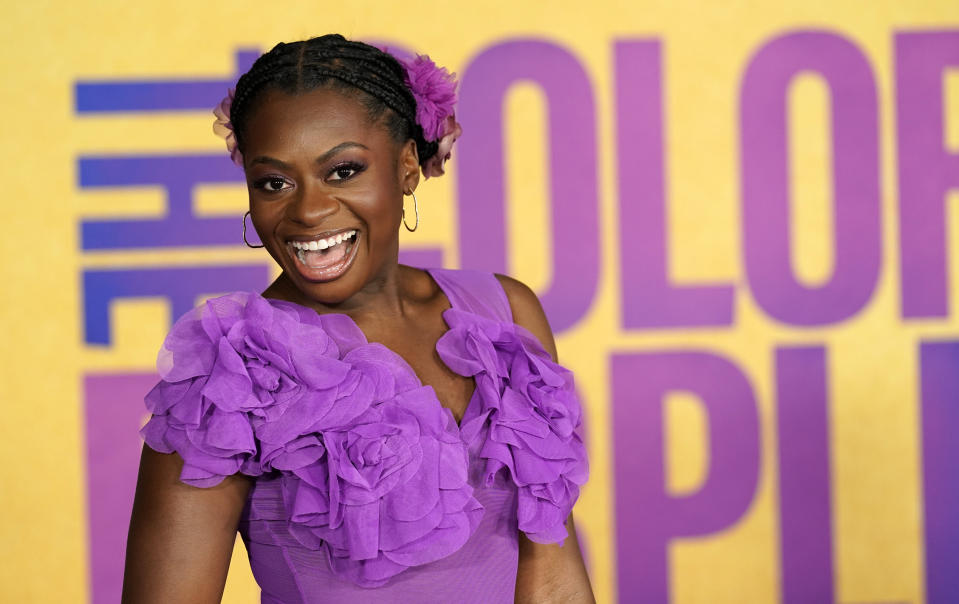 Phylicia Pearl Mpasi, a cast member in "The Color Purple," poses at the premiere of the film at the Academy Museum of Motion Pictures, Wednesday, Dec. 6, 2023, in Los Angeles. (AP Photo/Chris Pizzello)