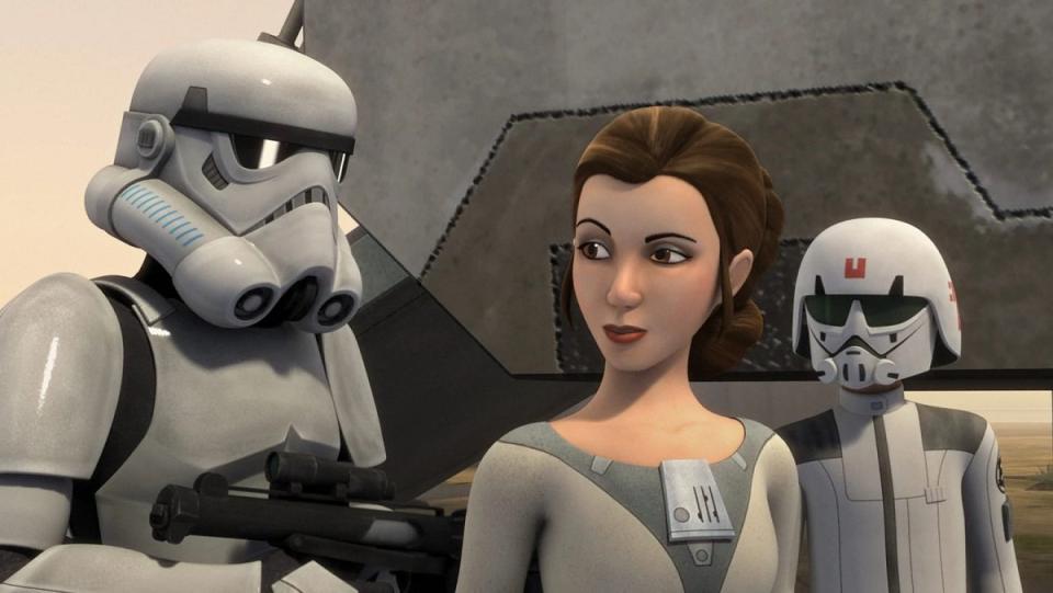 Princess Leia helps the rebellion in "A Princess on Lothal," a season two episode of Star Wars Rebels.