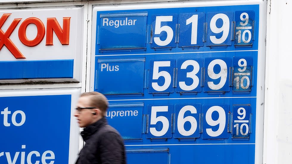 Gas prices are seen at an Exxon near Capitol Hill in Washington, D.C., on Wednesday, March 9, 2022. With the invasion of Ukraine and other factors, gas prices have soared to prices not seen since 2008.