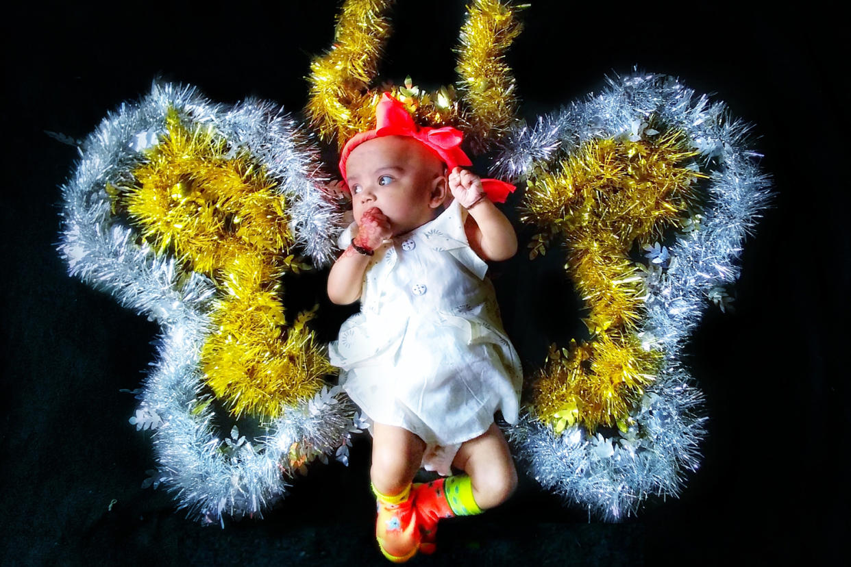 A 3-month-old named Onaysa Khan, whose name means “good friend” in Arabic. (Enayat Khan)