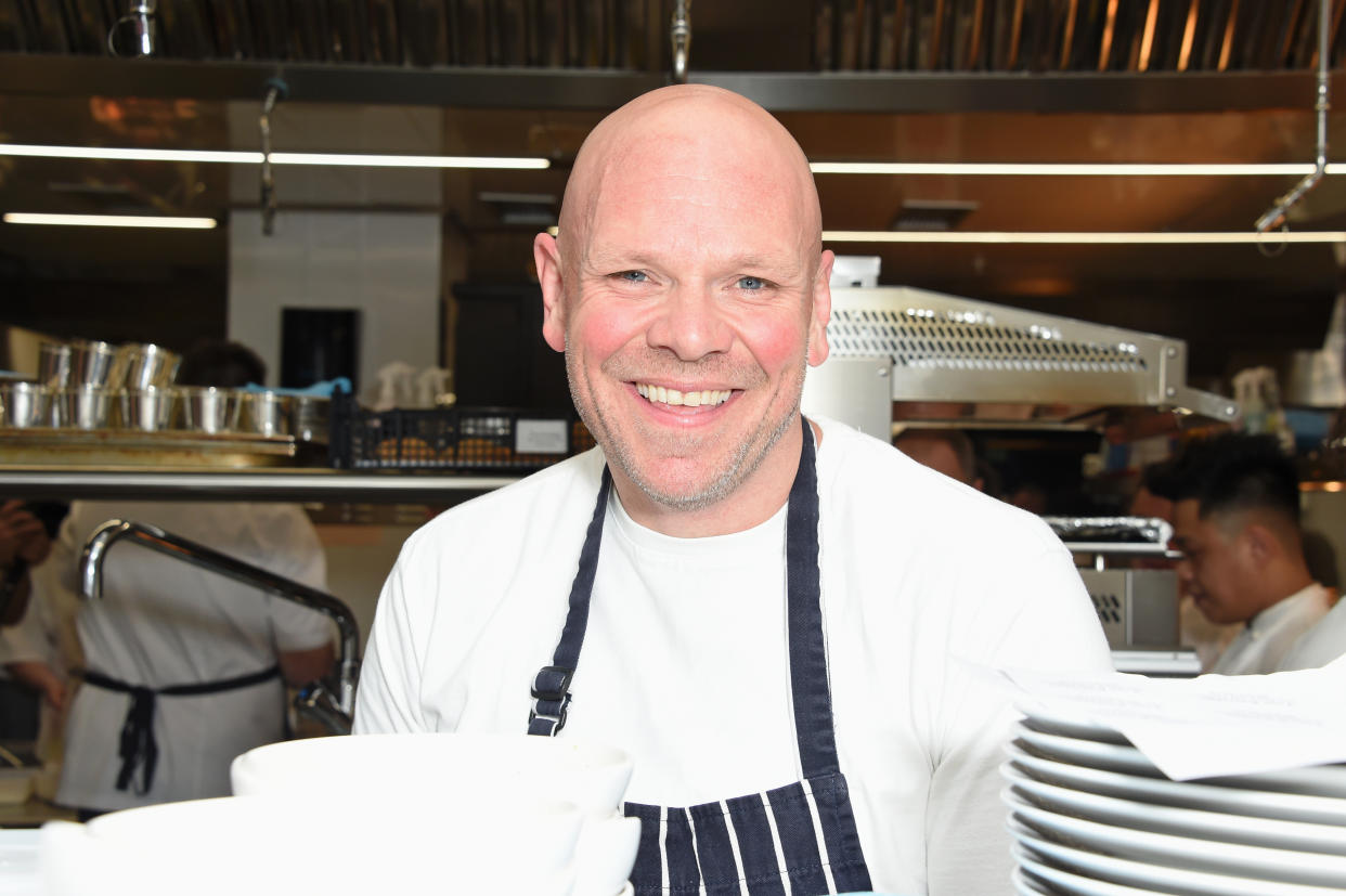 Tom Kerridge prepares food in the kitchen at Who's Cooking Dinner? 2018, a charity dinner featuring 20 of the capital's finest chefs cooking for 200 diners in aid of leukaemia charity Leuka, at the Rosewood London on March 5, 2018 in London, England.  (Photo by David M. Benett/Dave Benett/Getty Images)