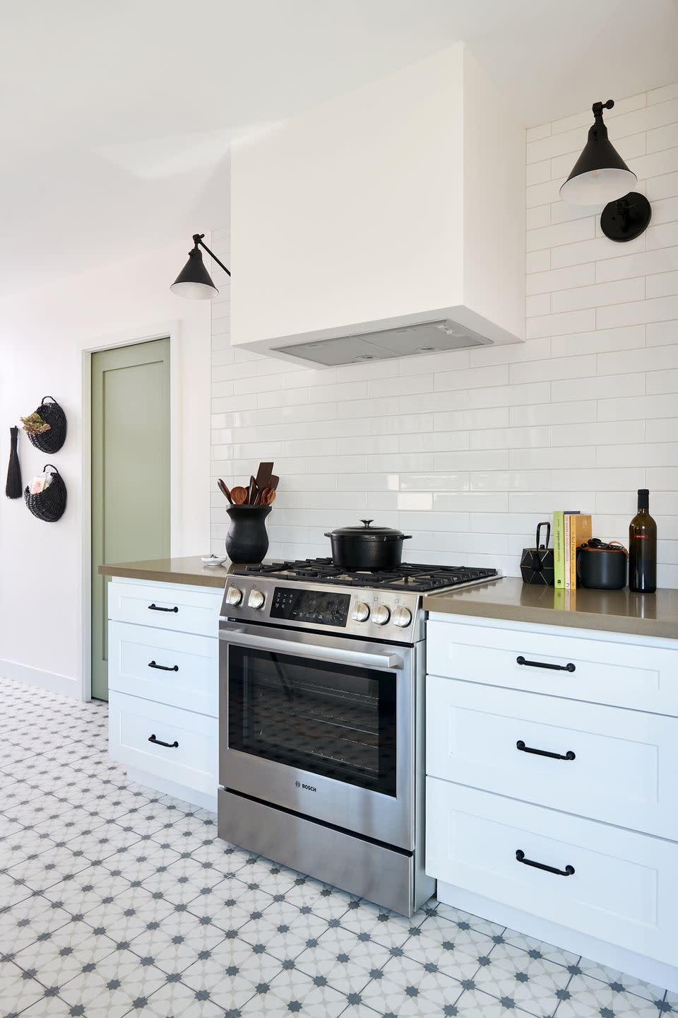 white kitchen with hidden hood