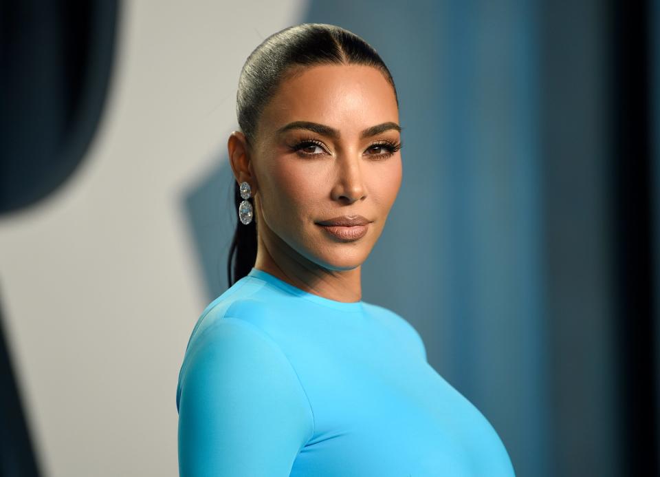 Kim Kardashian appears at the Vanity Fair Oscar Party in Beverly Hills, California, on March 27.