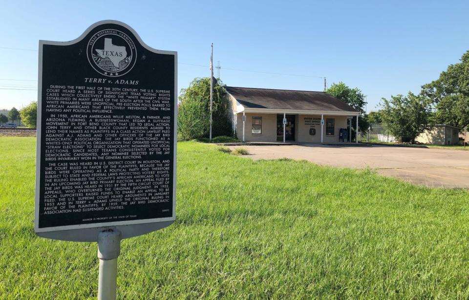 Black leaders braved death threats to file a voting-rights lawsuit. A plaque at the Kendleton post office honors them.