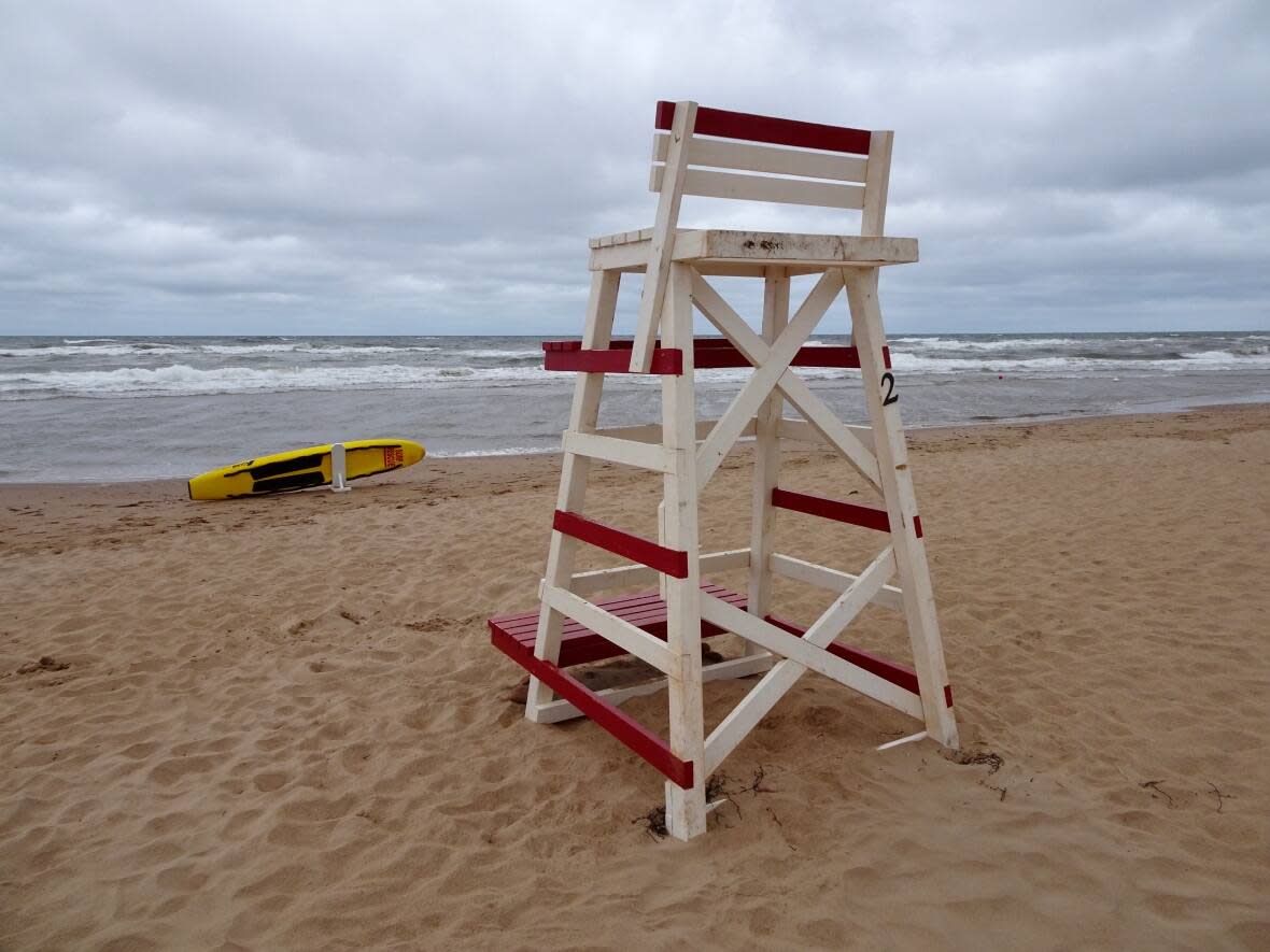 A lifeguard stand shown on Cavendish Beach, P.E.I., in July 2020. (Jane Robertson/CBC - image credit)