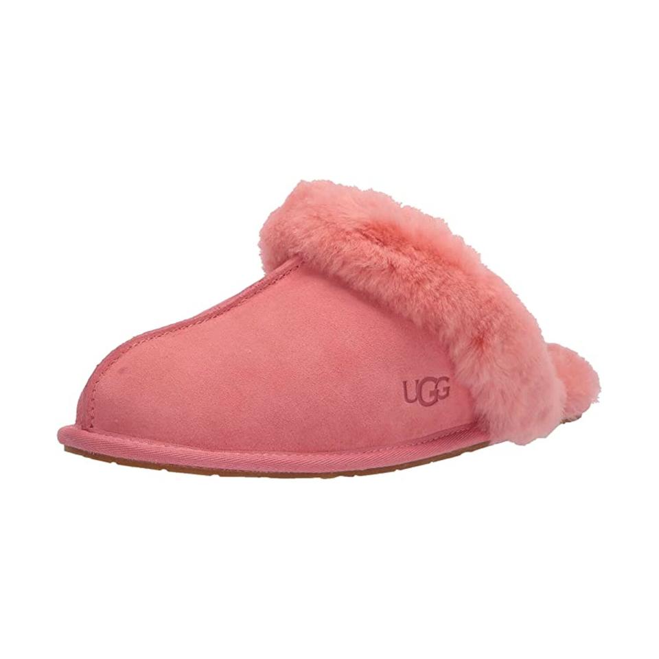 pink, fuzzy ugg slipper