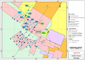 Plan Map showing the location of drill hole collars and traces