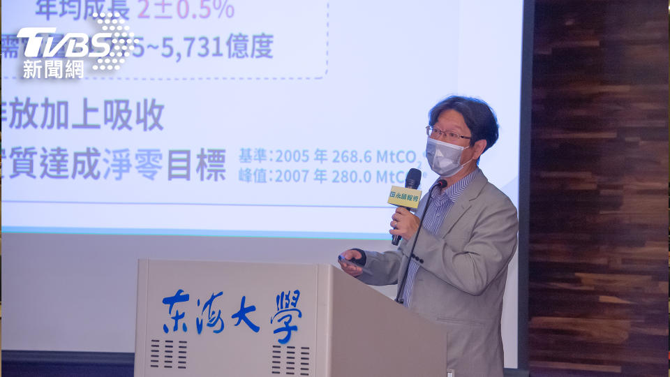 東海大學副校長張嘉修以2050台灣淨零轉型為例，介紹多種創新科技。(圖TVBS提供)