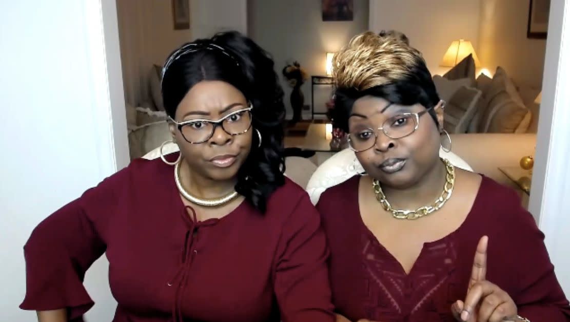 Conservative commenters Diamond (left) and Silk appear in a photo posted to Facebook on April 6. (Photo: Diamond and Silk)