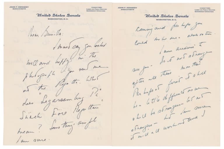 Todas las cartas entre JFK y su amante fueron escritas entre 1955 y 1956