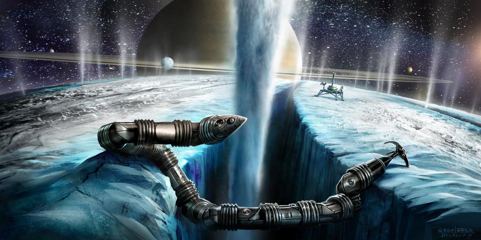 Illustration of the Exobiology Extant Life Surveyor (EELS) concept. / Credit: NASA/JPL-CalTech