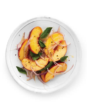 Peaches, Basil, and Red Onion