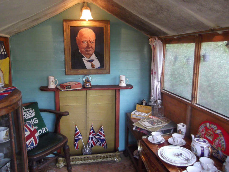 Amy Williams is so royal-obsessed she transformed her shed into a royal palace. Stocked with British memorabilia, it has a flagpole, 40 cups and saucers and a picture of Winston Churchill above the fireplace (Shed of the Year)