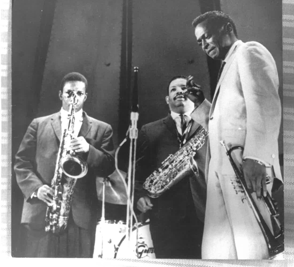 John Coltrane (left), Julian "Cannonball" Adderley (center), and Miles Davis (right) appear in a Democrat file photo copied in 1991 courtesy of the Black Archives and Research Museum at Florida A&M University.