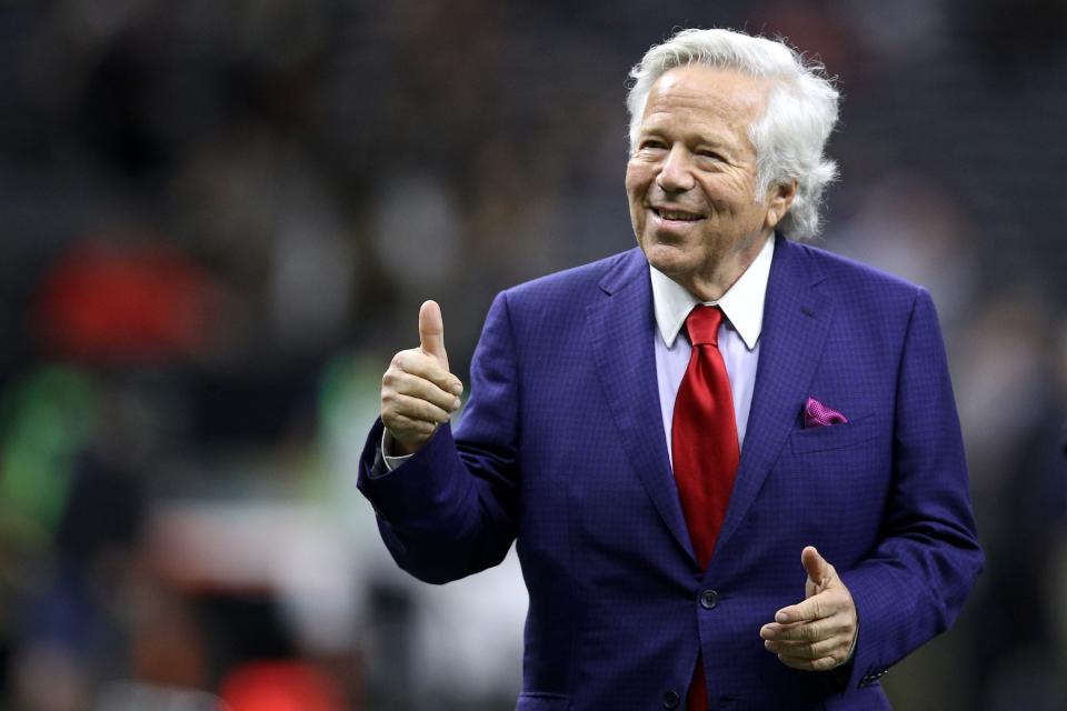 Despite capturing a fifth Super Bowl victory, the Patriots and owner Robert Kraft still trail the Dallas Cowboys as the most valuable professional sports franchise. (Photo by Chris Graythen/Getty Images)
