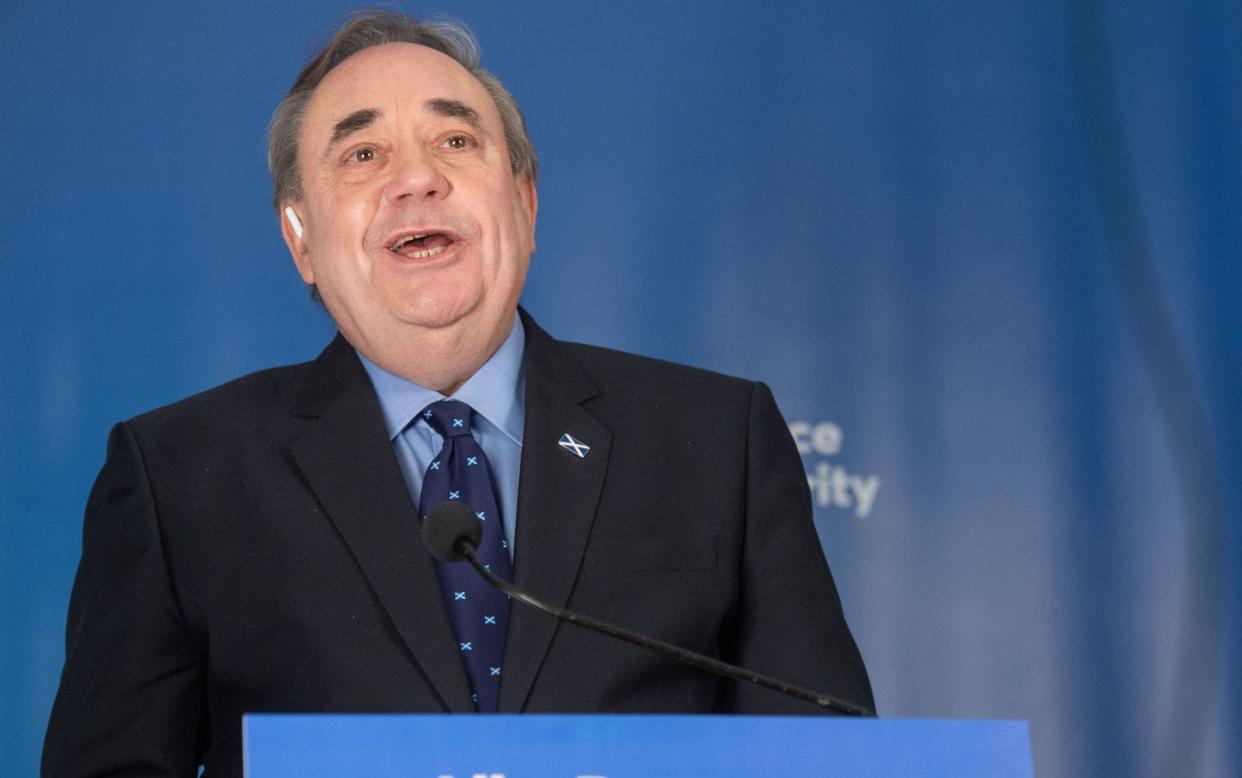 ALBA party leader and former First Minister of Scotland, Alex Salmond speaks during the launch of ALBA's national campaign  - MICHAL WACHUCIK/AFP