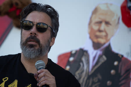 Manuel Oliver, father of Marjory Stoneman Douglas High School shooting victim Joaquin Oliver, speaks at a student-led rally by StudentsMarch.org on the sidelines of the annual National Rifle Association (NRA) meeting in Dallas, Texas, U.S., May 5, 2018. REUTERS/Adrees Latif