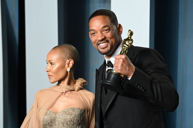 Jada Pinkett Smith (left) and Will Smith attend the 2022 Vanity Fair Oscar Party. This weekend, the two had their first public outing together since the March awards ceremony, during which Smith slapped presenter Chris Rock. (Photo: Daniele Venturelli via Getty Images)