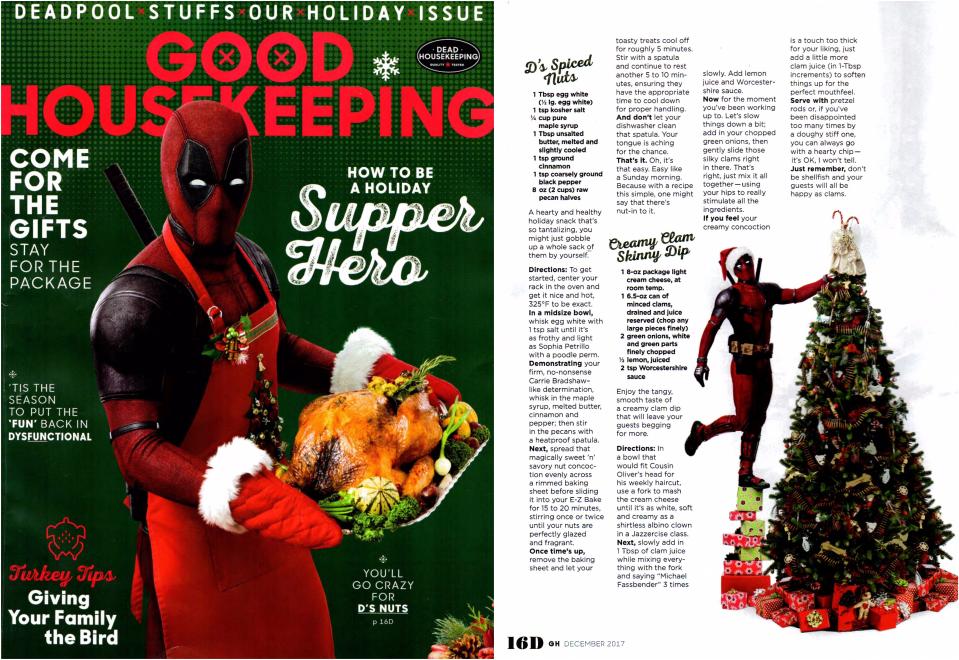 Deadpool does Thanksgiving as guest editor of Good Housekeeping