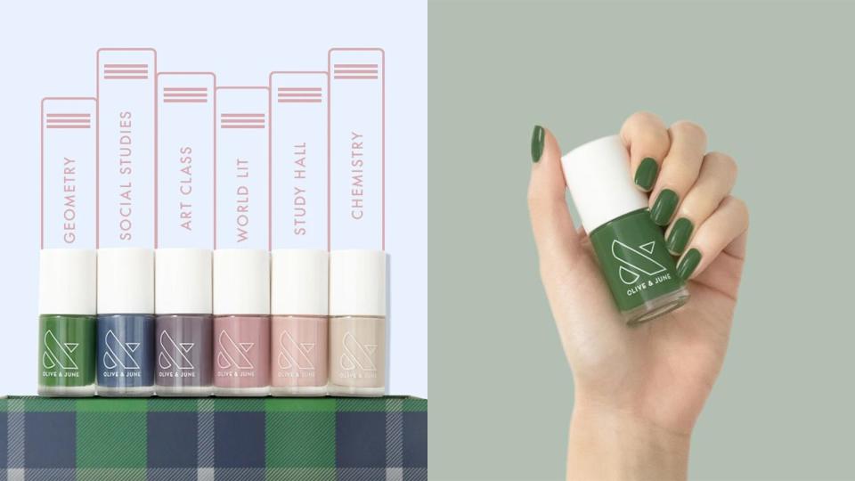 Use these muted nail polish tones from Olive & June to accessorize any outfit.