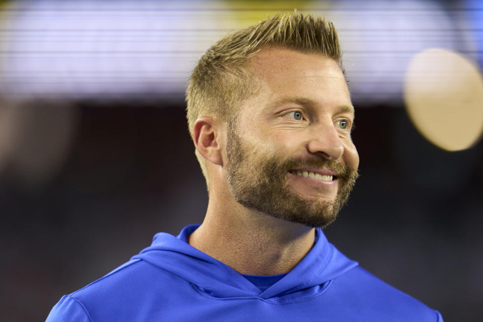 CINCINNATI, OH - SEPTEMBER 25: Los Angeles Rams head coach Sean McVay looks on before kickoff against the Cincinnati Bengals at Paycor Stadium on September 25, 2023 in Cincinnati, Ohio. (Photo by Cooper Neill/Getty Images)