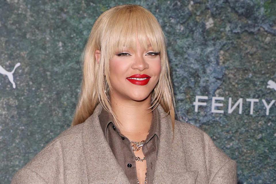 <p>Neil Mockford/WireImage</p> Rihanna attends the FENTY x PUMA Creeper Phatty Earth Tone Launch Party at Tobacco Dock on April 17, 2024 in London.