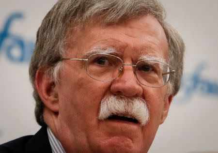 FILE PHOTO: U.S. National Security Adviser John Bolton attends a news conference in Moscow, Russia June 27, 2018. REUTERS/Sergei Karpukhin/File Photo