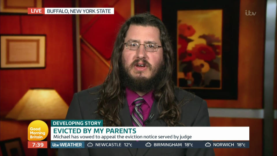 Michael Rotondo talks about his parents issuing him with an eviction notice to leave their house on ‘Good Morning Britain’. Source: WENN via AAP