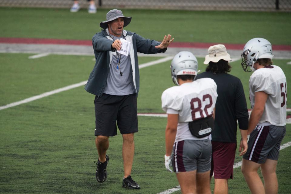 Alcoa High School football coach Brian Nix conducting practice on Monday, July 25, 2022. 