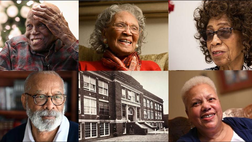 Pictured are John Allen Cuthbertson, Second Ward High School class of ‘39 (top left); Ms. Mildred, class of ‘41 (top center); Juanita Tolbert, Class of ‘52 (top right); Jim Coleman, class of ‘65 (bottom left); Second Ward School (courtesy photo); and Mary Simpson Singleton, who would have been class of ‘71 (bottom right)