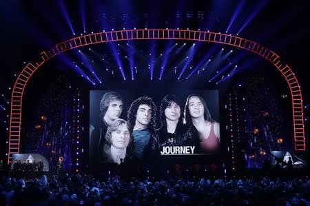 32nd Annual Rock & Roll Hall of Fame Induction Ceremony - Show – New York City, U.S., 07/04/2017 – Journey performs. REUTERS/Lucas Jackson