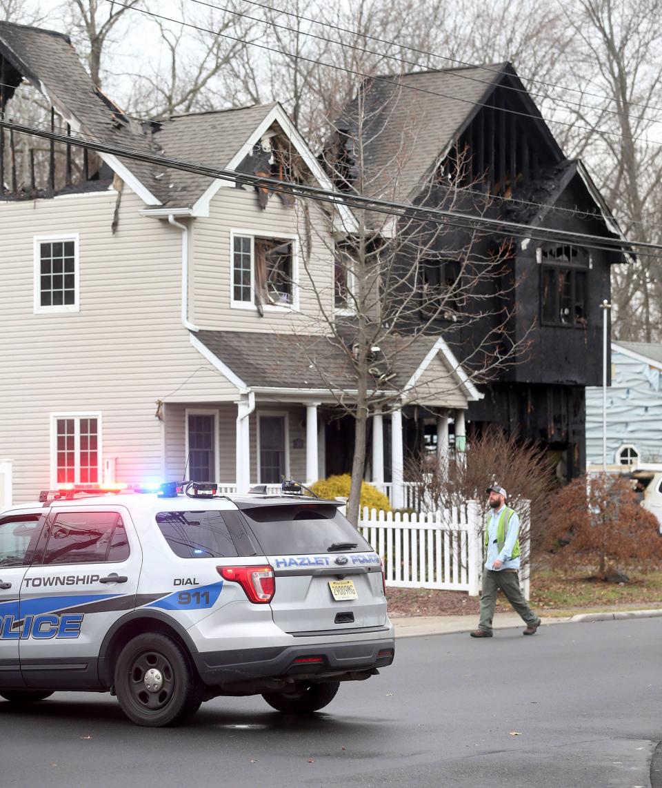 The scene of an early morning fire at 10 Brookside Avenue in Hazlet Friday, January 13, 2023.